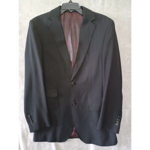 Gino Valentino Zegna Blazer Sz 36R Solid Black Wool Silk Super 150s Mens Classic